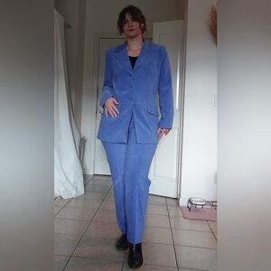 Funky blue suede pantsuit Vanessa Stevens
